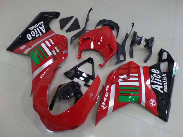 Ducati 848 1098 1198 07-14 Verkleidungen - Alice mit Grün Ducati 848 1098 1198 07-14 Verkleidungen - Alice mit Grün