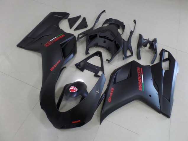Ducati 848 1098 1198 07-14 Verkleidungen - Matt Schwarzer roter Aufkleber Ducati 848 1098 1198 07-14 Verkleidungen - Matt Schwarzer roter Aufkleber