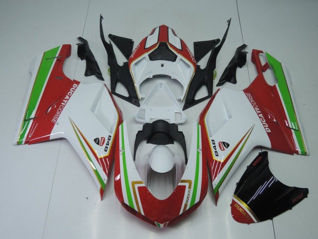 Ducati 848 1098 1198 07-14 Verkleidungen - Rot Weiß Und Grün Ducati 848 1098 1198 07-14 Verkleidungen - Rot Weiß Und Grün
