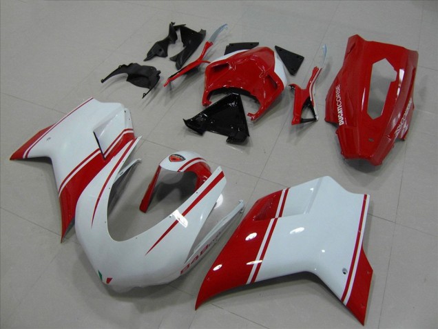 Ducati 848 1098 1198 07-14 Verkleidungen - Weiß Und Rot Rennen Version