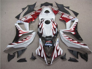 Honda CBR 1000 RR 04-05 Verkleidungen - Weiß Rot Flamme Hai