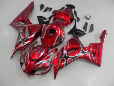 Honda CBR 1000 RR 06-07 Verkleidungen - Rot mit Schwarz Grau Flamme