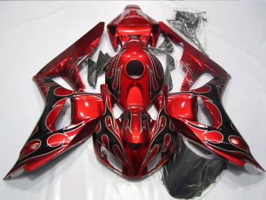 Honda CBR 1000 RR 06-07 Verkleidungen - Rote Schwarz Flamme