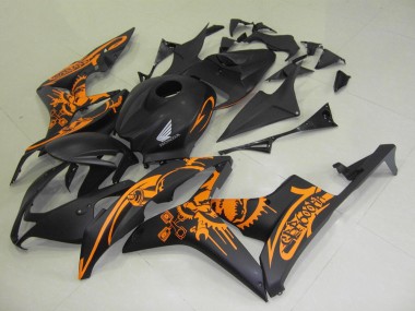 Honda CBR 600 RR 07-08 Verkleidungen - Matt Schwarzer Orange Aufkleber