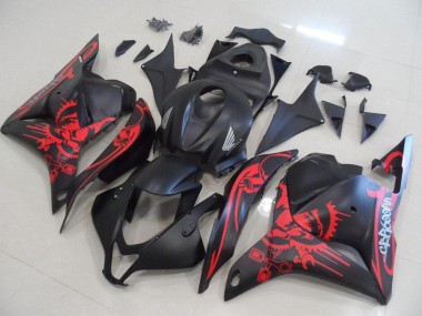 Honda CBR 600 RR 09-12 Verkleidungen - Matt Schwarz mit rotem Totenkopf