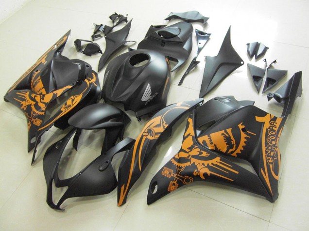 Honda CBR 600 RR 09-12 Verkleidungen - Matt Schwarzer Orange Aufkleber