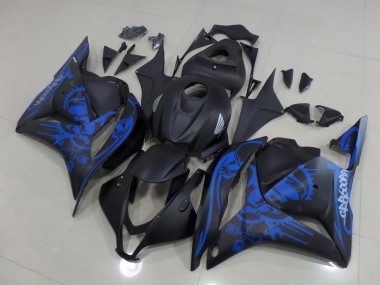 Honda CBR 600 RR 09-12 Verkleidungen - Matt Schwarzer blauer Totenkopf