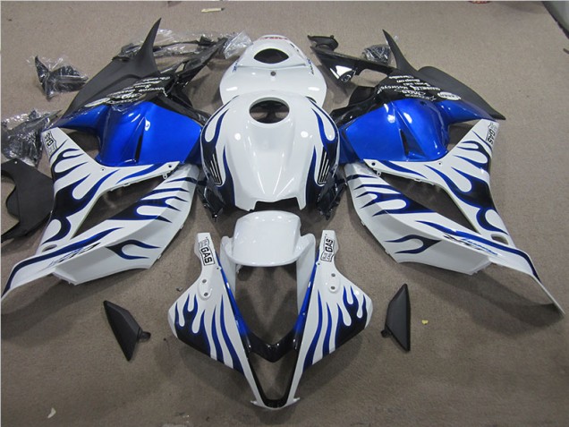Honda CBR 600 RR 09-12 Verkleidungen - Weiß Blau Flamme