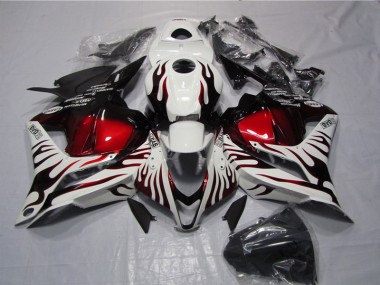 Honda CBR 600 RR 09-12 Verkleidungen - Weiß Schwarz Rot Flamme