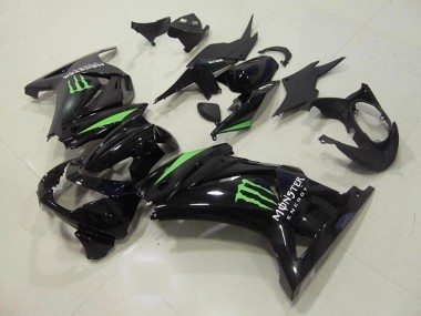 Kawasaki ZX 250R 08-12 Verkleidungen - Schwarz Grün Monster Energie