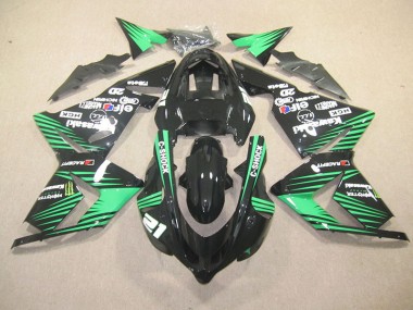 Kawasaki ZX10R 03-05 Verkleidungen - Schwarz Grün C Shock Monster