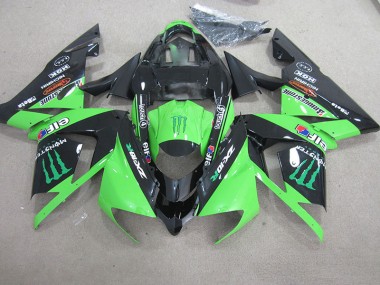 Kawasaki ZX10R 03-05 Verkleidungen - Schwarz Grünes Monster