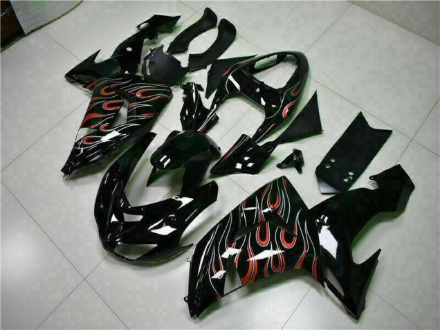 Kawasaki ZX10R 06-07 Verkleidung - Schwarz rote Flamme