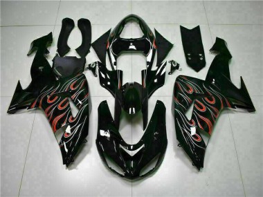 Kawasaki ZX10R 06-07 Verkleidung - Schwarz rote Flamme