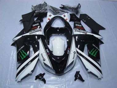 Kawasaki ZX10R 06-07 Verkleidungen - Schwarz Weißes Touch4 Monster