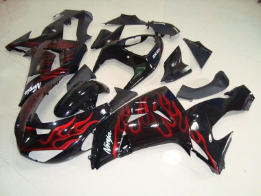 Kawasaki ZX10R 06-07 Verkleidungen - Schwarz rote Flamme