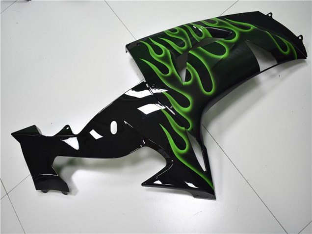 Kawasaki ZX10R 06-07 Verkleidungen - Schwarze Grüne Flamme Kawasaki ZX10R 06-07 Verkleidungen - Schwarze Grüne Flamme