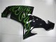 Kawasaki ZX10R 06-07 Verkleidungen - Schwarze Grüne Flamme Kawasaki ZX10R 06-07 Verkleidungen - Schwarze Grüne Flamme