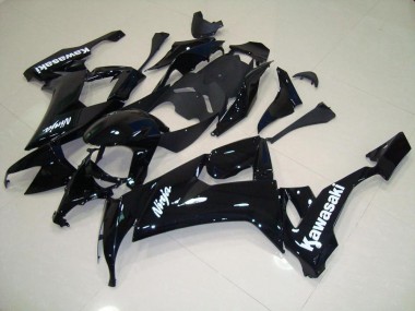 Kawasaki ZX10R 08-10 Verkleidungen - Glänzend Schwarz mit Weißem Aufkleber