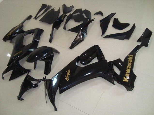 Kawasaki ZX10R 08-10 Verkleidungen - Glänzend Schwarz mit goldenem Aufkleber Kawasaki ZX10R 08-10 Verkleidungen - Glänzend Schwarz mit goldenem Aufkleber