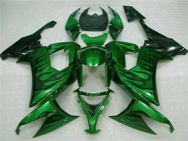 Kawasaki ZX10R 08-10 Verkleidungen - Grüne Flamme