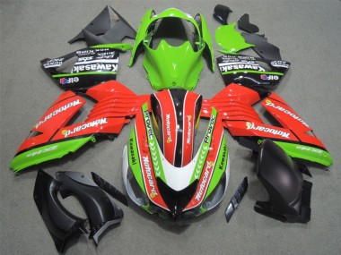 Kawasaki ZX14R ZZR 1400 06-11 Verkleidungen - Rot Grün Motocard