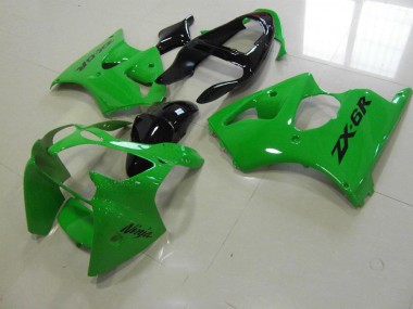 Kawasaki ZX6R 00-02 Verkleidungen - Grün Schwarzer Schwanz