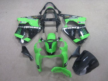 Kawasaki ZX6R 00-02 Verkleidungen - Schwarz Grünes Monster