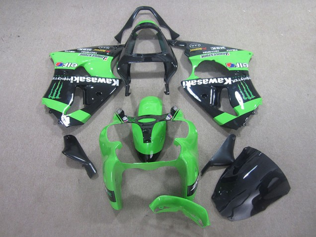 Kawasaki ZX6R 00-02 Verkleidungen - Schwarz Grünes Monster Kawasaki ZX6R 00-02 Verkleidungen - Schwarz Grünes Monster