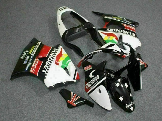 Kawasaki ZX6R 00-02 Verkleidungen - Schwarz Weißer Eurobet Kawasaki ZX6R 00-02 Verkleidungen - Schwarz Weißer Eurobet