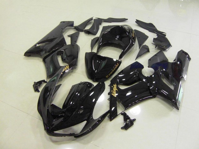 Kawasaki ZX6R 05-06 Verkleidungen - Glänzend Schwarz Gold Aufkleber