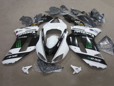 Kawasaki ZX6R 07-08 Verkleidungen - Schwarz Weißes Monster