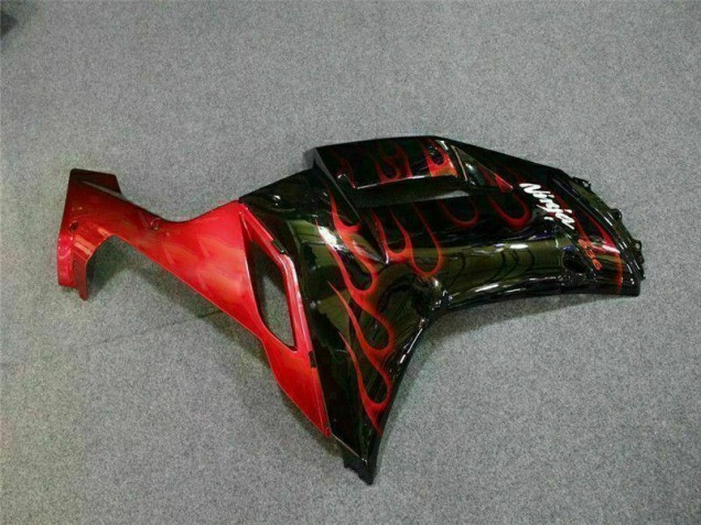 Kawasaki ZX6R 07-08 Verkleidungen - Schwarz rote Flamme