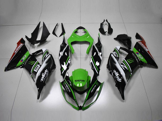 Kawasaki ZX6R 13-18 Verkleidungen - Grün Schwarz Weiß Kawasaki ZX6R 13-18 Verkleidungen - Grün Schwarz Weiß