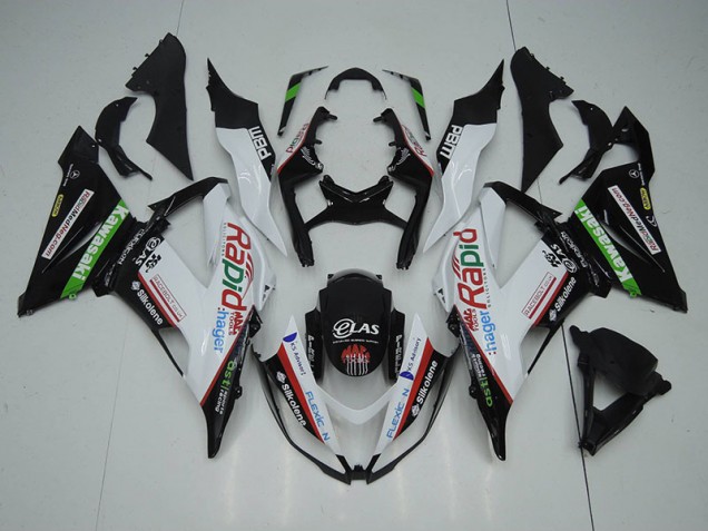 Kawasaki ZX6R 13-18 Verkleidungen - Schwarz Weiß Rapid Hager Kawasaki ZX6R 13-18 Verkleidungen - Schwarz Weiß Rapid Hager