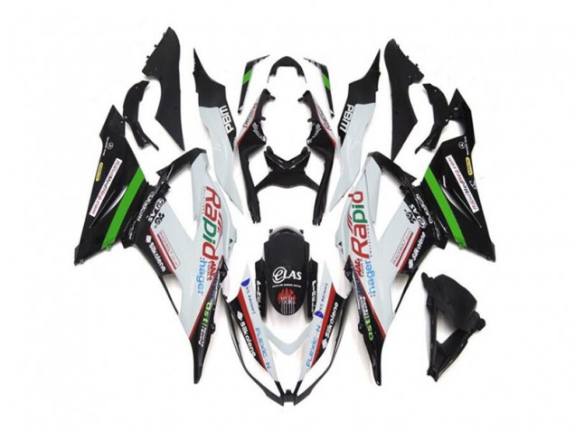 Kawasaki ZX6R 13-18 Verkleidungen - Weiß Schwarz