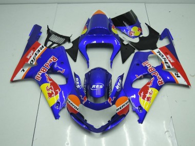 Suzuki GSXR 1000 K1 00-02 Verkleidungen - Blau Rot Bull