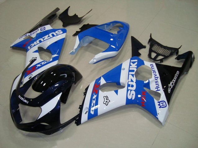 Suzuki GSXR 1000 K1 00-02 Verkleidungen - Schwarz Blau Weiß Suzuki GSXR 1000 K1 00-02 Verkleidungen - Schwarz Blau Weiß