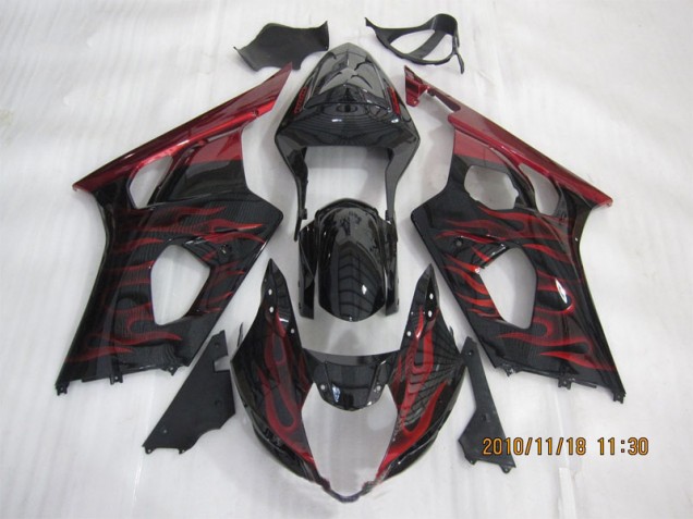 Suzuki GSXR 1000 K3 03-04 Verkleidungen - Schwarz rote Flamme