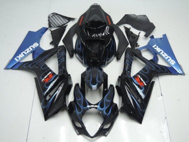 Suzuki GSXR 1000 K7 07-08 Verkleidungen - Schwarze Blau Flamme