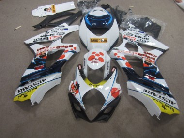 Suzuki GSXR 1000 K7 07-08 Verkleidungen - Weiß Blau Dunkel Hund