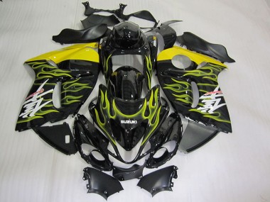 Suzuki GSXR 1300 Hayabusa 08-19 Verkleidungen - Schwarz Gelb Flamme