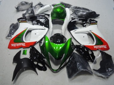 Suzuki GSXR 1300 Hayabusa 08-19 Verkleidungen - Weiß Grün Makita