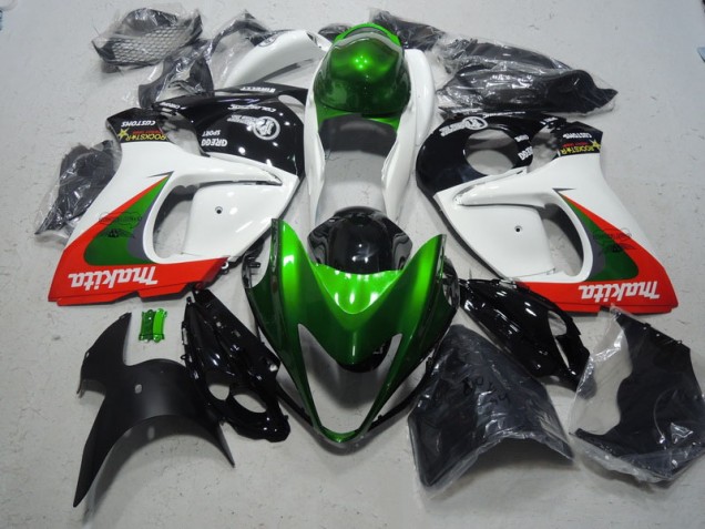 Suzuki GSXR 1300 Hayabusa 08-19 Verkleidungen - Weiß Grün Makita Suzuki GSXR 1300 Hayabusa 08-19 Verkleidungen - Weiß Grün Makita