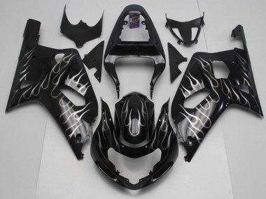 Suzuki GSXR 600 / 750 K1 K2 K3 01-03 Verkleidungen - Schwarze Weiße Flamme