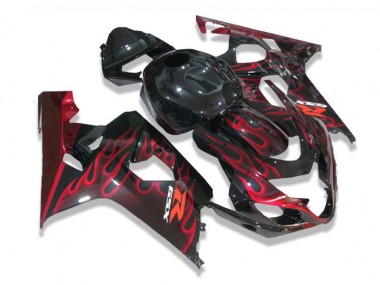 Suzuki GSXR 600 / 750 K4 04-05 Verkleidungen - Schwarz rote Flammen