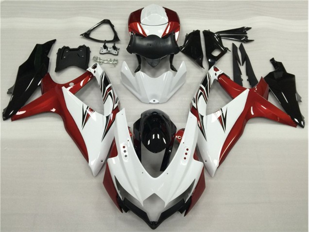 Suzuki GSXR 600 / 750 K8 08-10 Verkleidungen - Weiß Rot Schwarz Suzuki GSXR 600 / 750 K8 08-10 Verkleidungen - Weiß Rot Schwarz