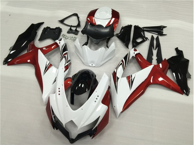 Suzuki GSXR 600 / 750 K8 08-10 Verkleidungen - Weiß Rot Schwarz Suzuki GSXR 600 / 750 K8 08-10 Verkleidungen - Weiß Rot Schwarz