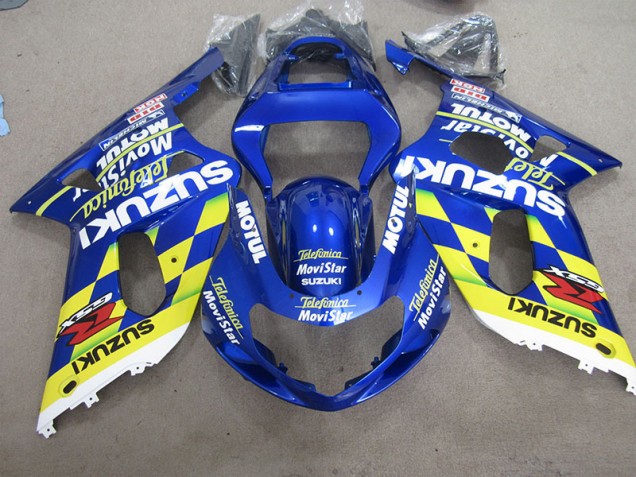 Suzuki GSXR 600 K1 K2 K3 01-03 Verkleidungen - Blau Gelb Telefonia Movistar Suzuki GSXR 600 K1 K2 K3 01-03 Verkleidungen - Blau Gelb Telefonia Movistar