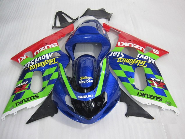 Suzuki GSXR 600 K1 K2 K3 01-03 Verkleidungen - BlauGrün Rot Telefumia Movistar